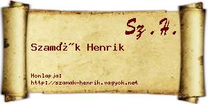 Szamák Henrik névjegykártya